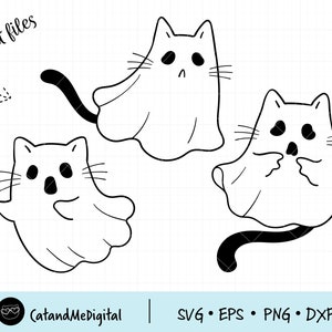 Ghost cat svg Ghost svg Halloween svg Ghost clipart Cat svg Spooky cats svg Halloween shirt svg Kids halloween svg Ghost silhouette DXF