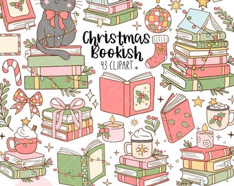 Christmas bookish clipart Groovy bookish png Cozy readers png Cozy bookish png Trendy bookish png Book lover clipart Christmas gift shirt