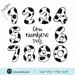 Cow numbers svg Cow font svg Cow print svg Cow spots svg Cow letters svg Birthday cow svg Cupcake toppers svg Birthday gift shirt svg