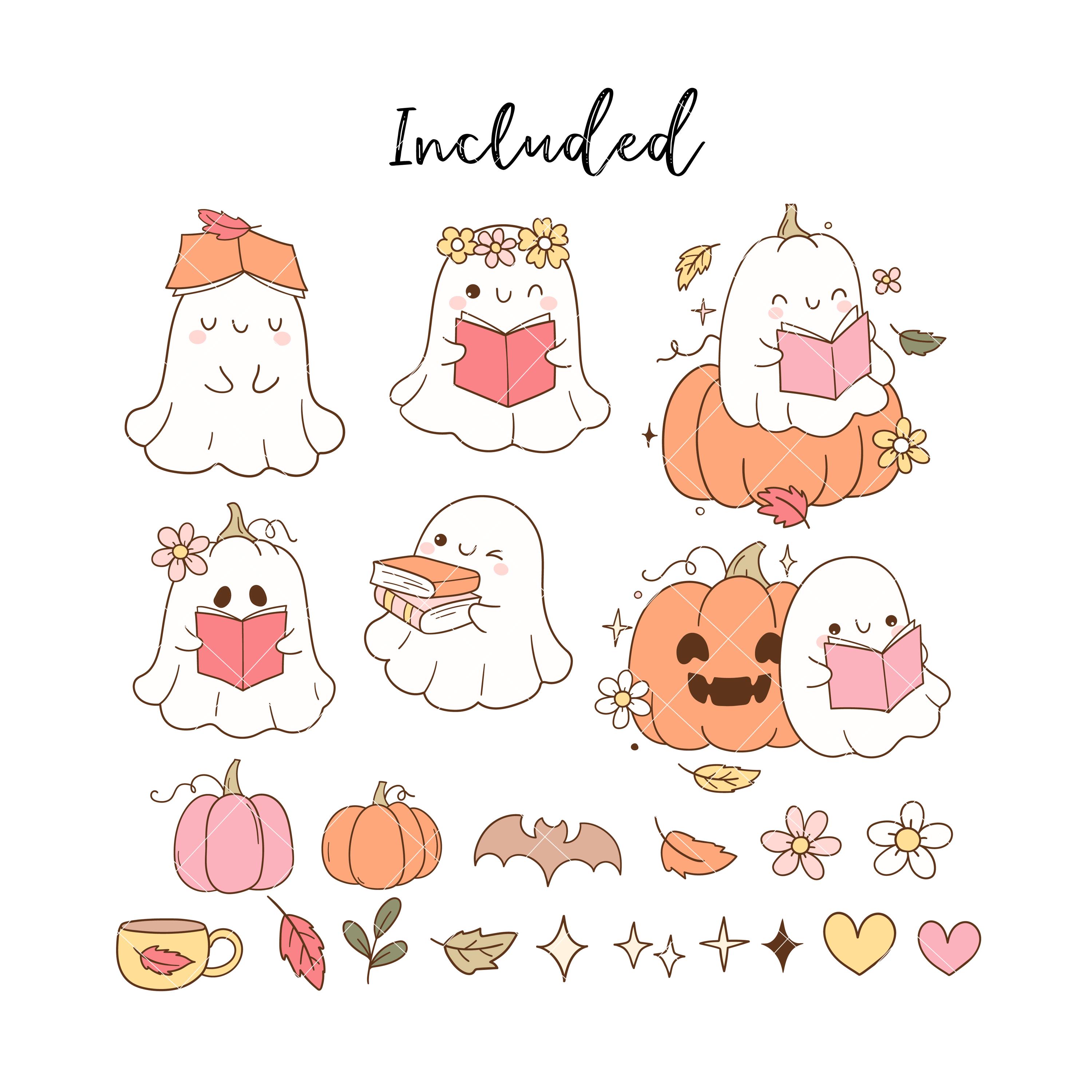 Ghost Reading Clipart Bookish Halloween Ghost Png Reading Autumn Vibes ...
