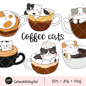 Imágenes Prediseñadas de gatos de café amor imágenes prediseñadas de café imágenes prediseñadas de gato gato divertido png amantes del gato gato en taza de café taza de café gato imprimible imágenes prediseñadas de animales PNG