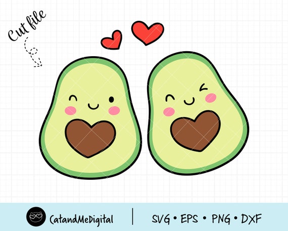 Cute avocado couple and hearts with love message Cutting Board by  ErikaVectorika