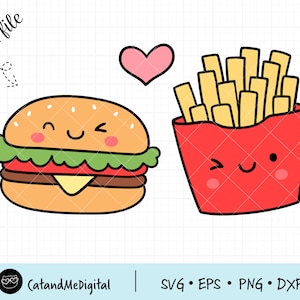 Hamburger French Fries svg Burger svg Food Clipart Liebe Valentinstag svg Paar Liebe svg Hamburger Liebhaber svg Beste Freundin Fries Geschenk Shirt svg
