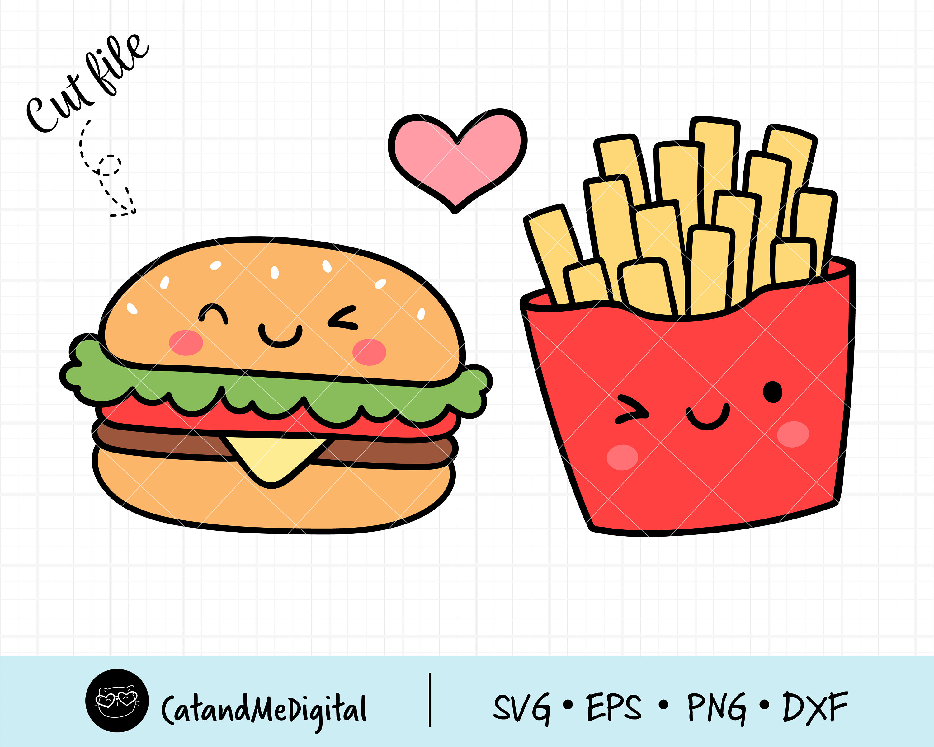 Hamburger French Fries Svg Burger Svg Food Clipart Love - Etsy Australia