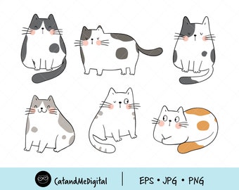 Draw Cat clip art Funny Cats Cat digital printable Cat digital art Cat illustration Cat digital download Cute art PNG JPG EPS