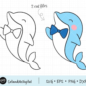 Delphin junge Svg Delphin Svg Meer Tier geschnitten Dateien Delphin ClipArt Kid T-Shirt junge Geburtstag Svg Silhouette Datei SvgDolphin Cricut PNG DXF