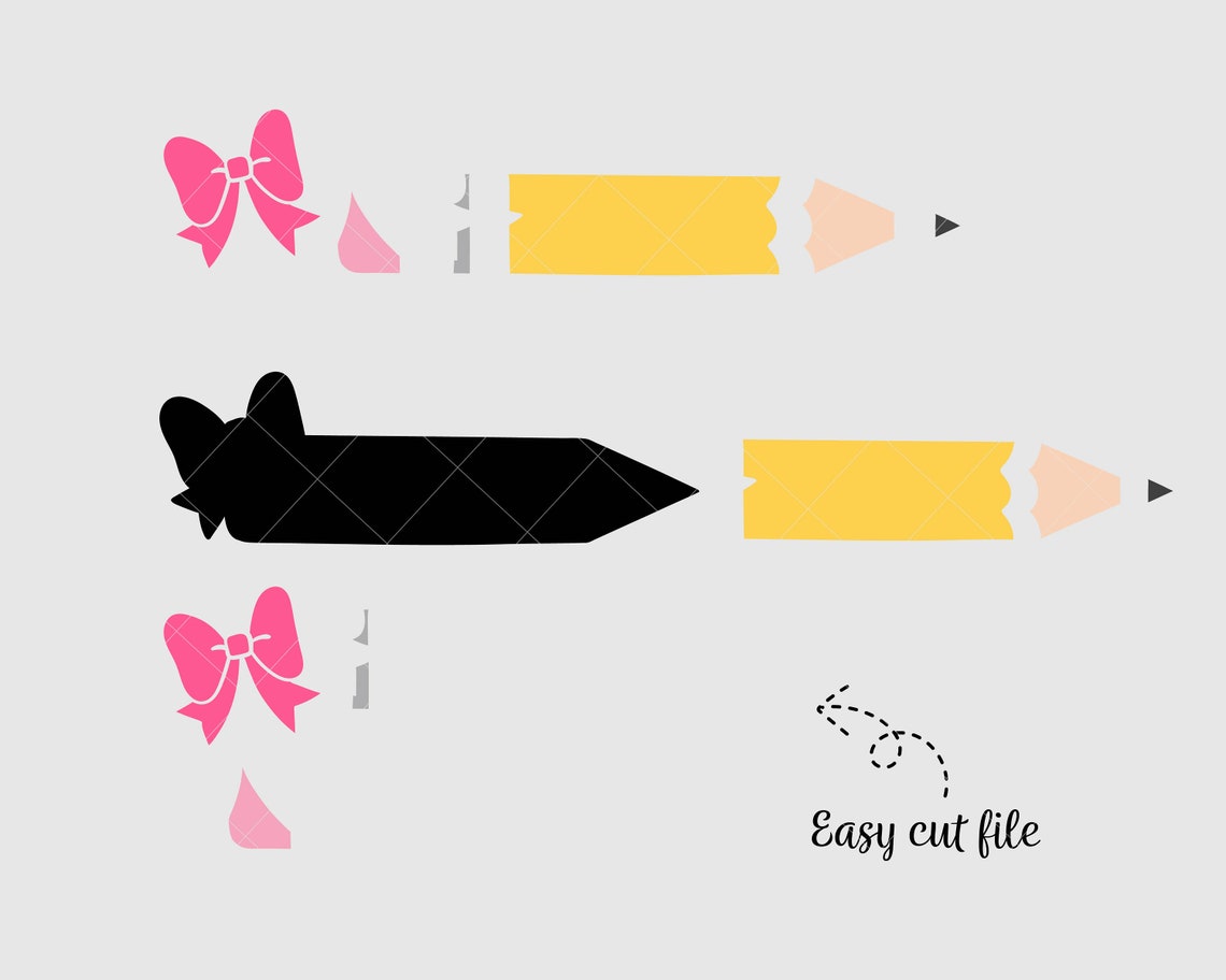 Pencil With Girl Bow Svg Pencil Monogram Svg Pencil Svg - Etsy