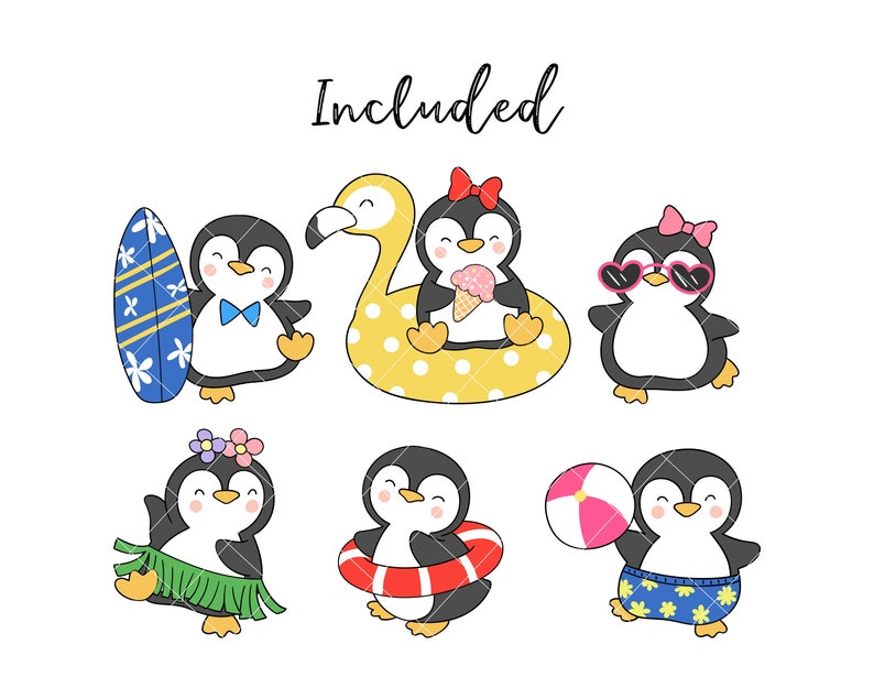 Summer Penguin Clipart Penguins Digital Clipart Summer Animal Png ...
