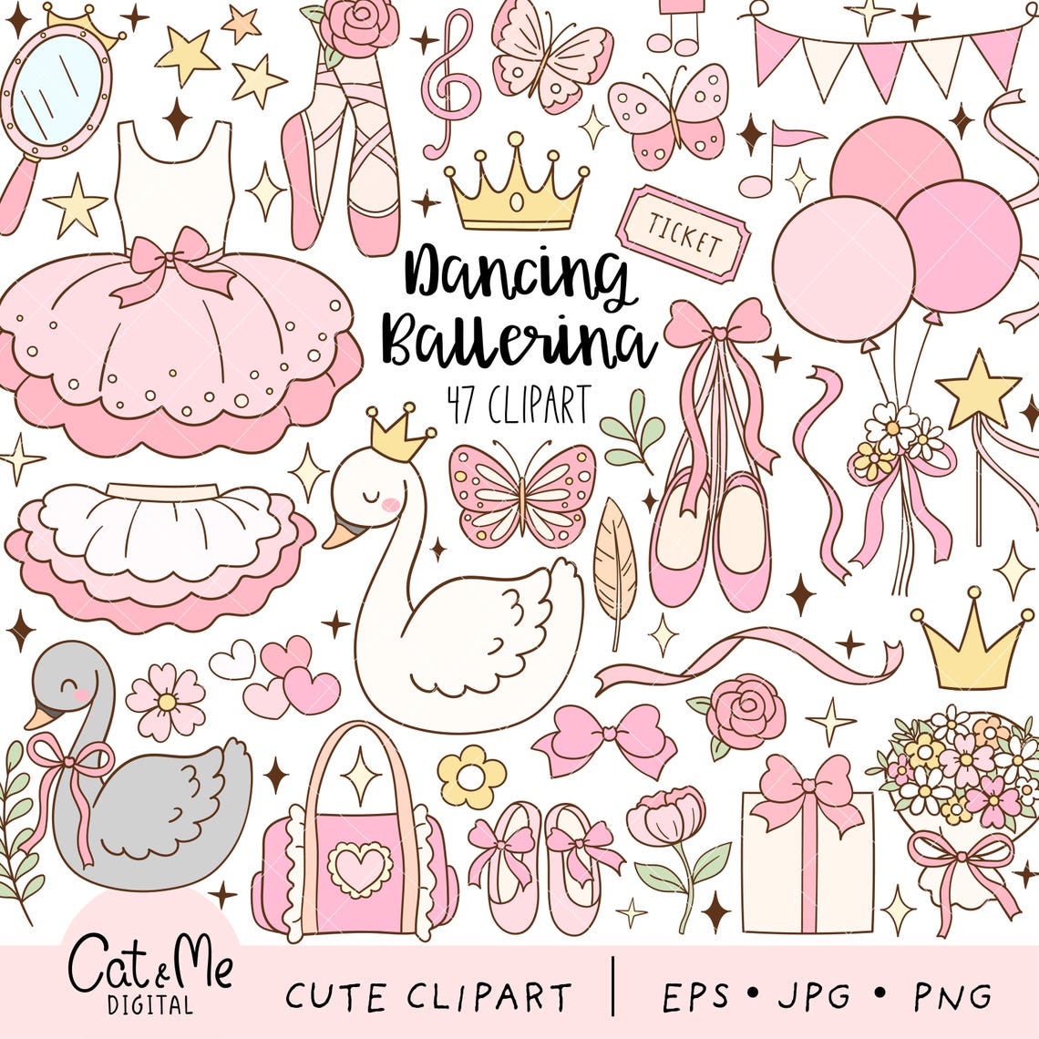Pink Ballerina Clipart Swan Ballerina Png Girly Ballet Png Pastel ...