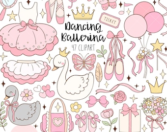 Roze ballerina clipart zwaan ballerina png Girly ballet png Pastel ballerina verjaardag png Coquette dance png kinderkamer klas decor clipart