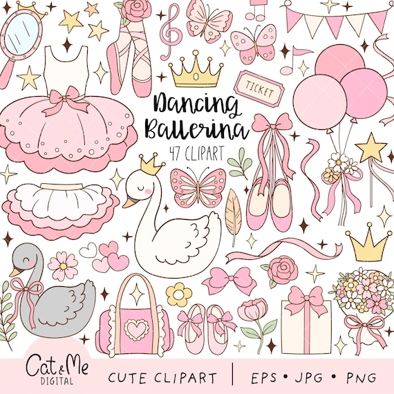 Pink ballerina clipart Swan ballerina png Girly ballet png Pastel ballerina birthday png Coquette dance png Nursery classroom decor clipart