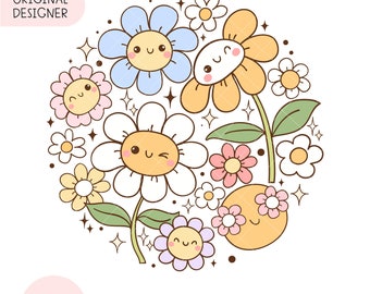 Retro flower power png Groovy flower shirt Hippie florals png Positive vibes png Flower sublimation Vintage daisy shirt Doodle flower png