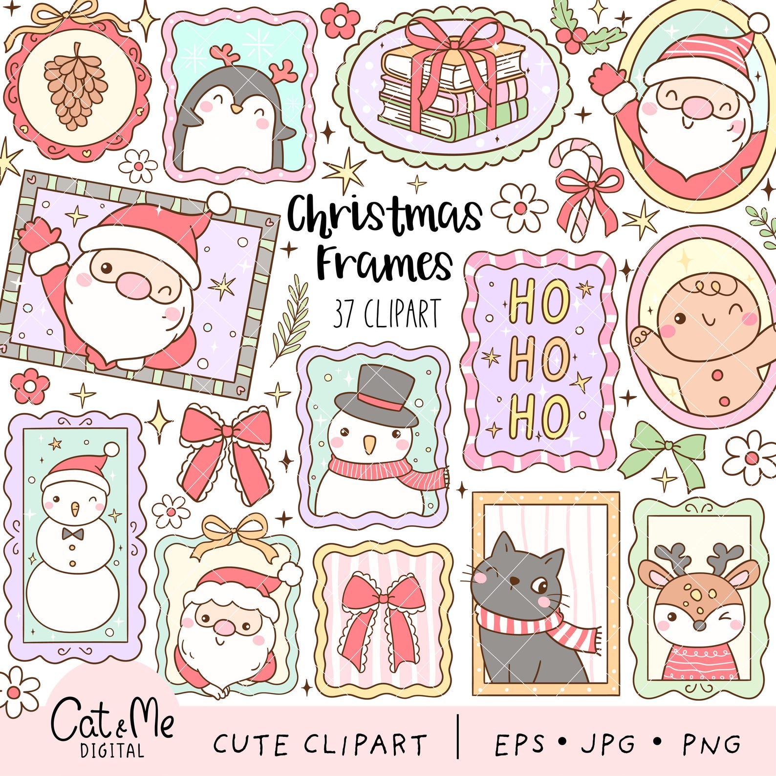 Christmas Frames Clipart Pastel Christmas Png Christmas Aesthetics Png