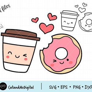 Coffee donut svg Donut clipart Coffee clipart Coffee cup svg Couple love svg Food svg Coffee lover svg Best friends svg Coffee gift shirt
