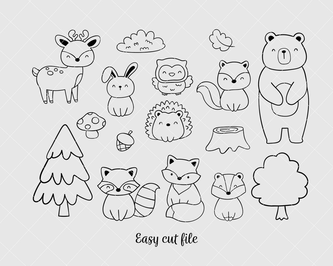 Wald Tier Svg Umriss Wald Svg Wald ClipArt digitale