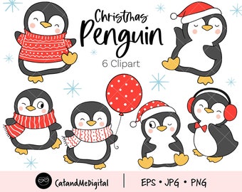 Penguin clipart Christmas clipart Bird clipart Arctic animal png Winter animals Penguin vector Kawaii penguins Penguin illustration EPS PNG