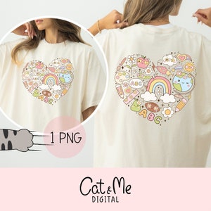 Doodle teacher heart png Groovy teacher png Teacher life png Teacher clipart Teacher sublimation Back to school png Teacher gift shirt png image 2