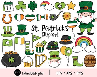 St. patricks day clipart Shamrock clipart Lucky clipart Clover clipart Spring clipart Handdraw doodle clipart St Patrick's day shirt png