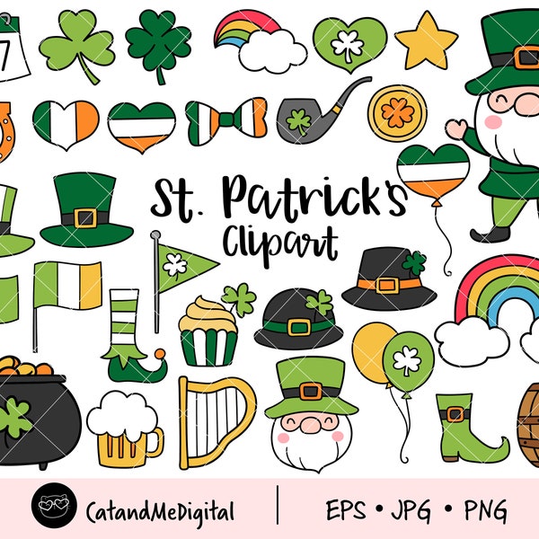 St. patricks day clipart Shamrock clipart Lucky clipart Clover clipart Spring clipart Handdraw doodle clipart St Patrick's day shirt png