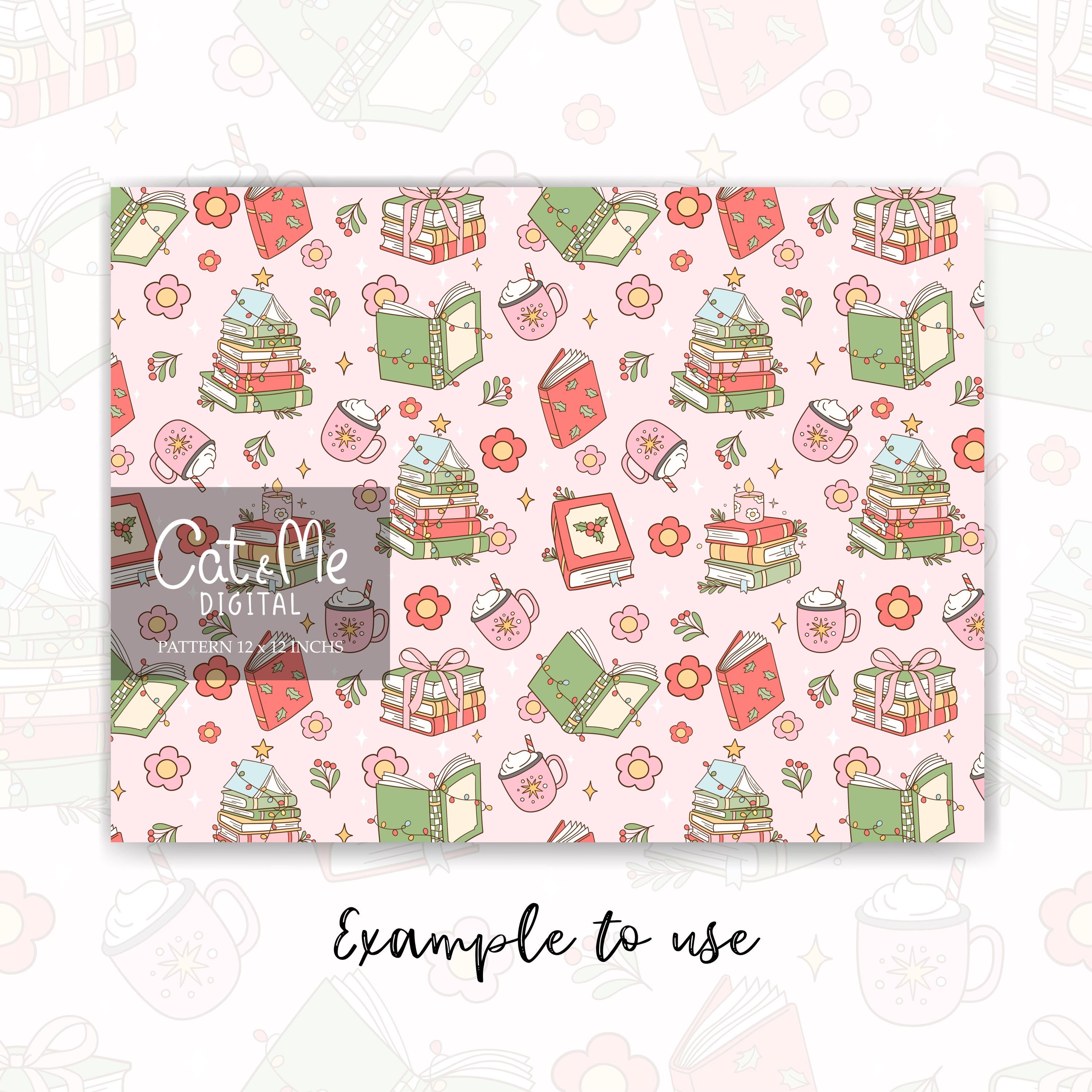 Christmas Bookish Seamless Pattern Bookish Repeating Pattern Cozy ...