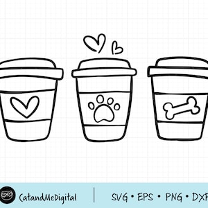 Koffie en hond Svg Koffie cup svg Hond svg Koffie liefde svg Hond paw svg Koffie mok silhouet voor cricut Koffie en huisdier svg