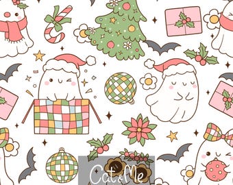 Doodle Weihnachtsgeist Musterdesign Weihnachten Rapportmuster Weihnachten Sublimation Halloween Muster Weihnachten digitales Papier