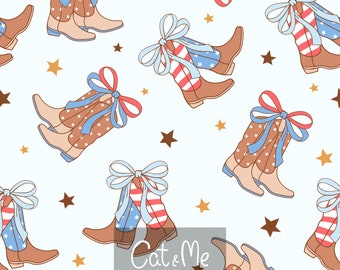 American coquette cowgirl pattern Cowgirl boots seamless 4th of July repeating pattern Country girly png pattern Western bows digital paper