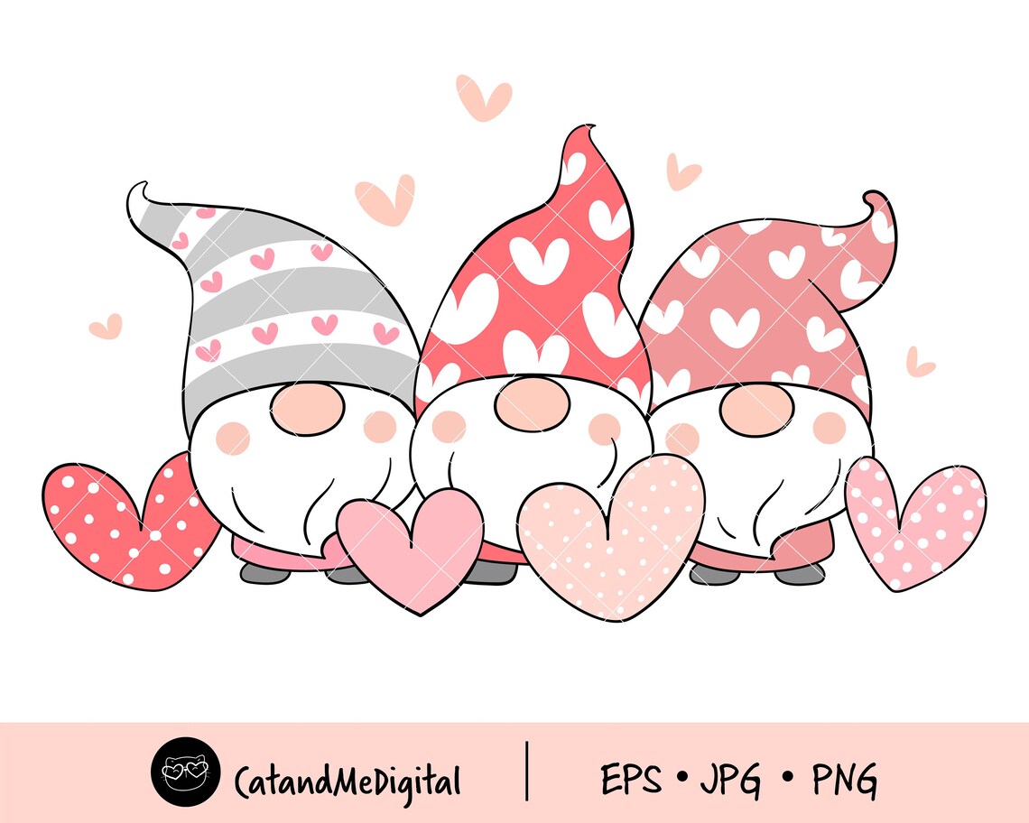 Valentine's Gnomes Clipart Valentine Clipart Gnome clipart | Etsy