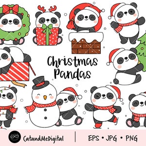 Cute Pandas Clip Art, Panda Clip Art, Panda Clipart, Cute Panda Clipart,  Kawaii Panda, Kawaii Clipart - pnd01