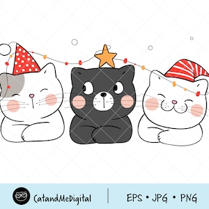 Christmas cute cat clipart Cat clipart Cat digital download Cute cat Cat christmas Christmas printable Christmas clipart PNG JPG EPS