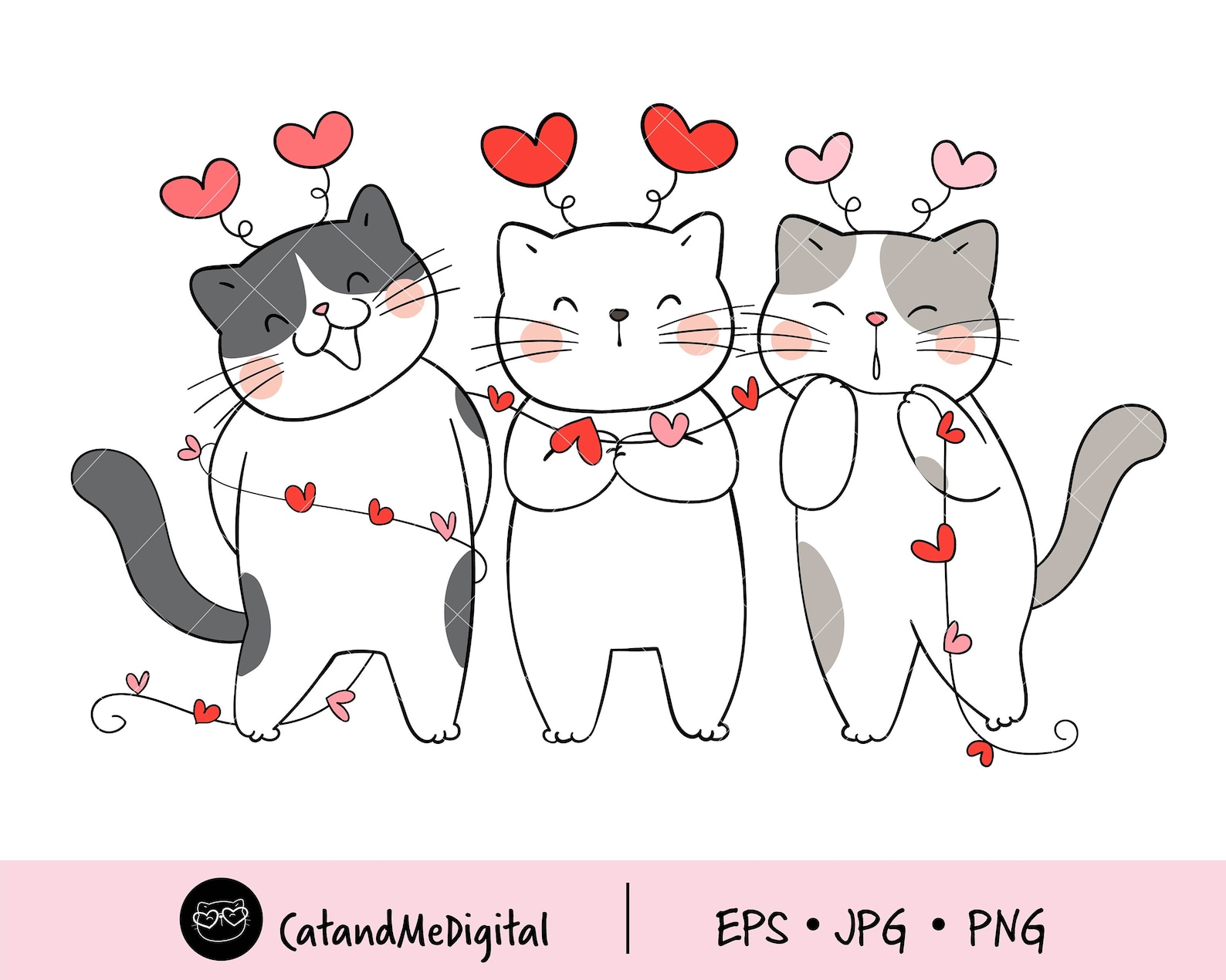 Cute Cat Valentine Clipart Valentine Png Cat Png Love Clipart Etsy