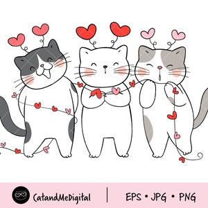 Cute Cat Valentine Clipart Valentine Png Cat Png Love Clipart Romantic ...