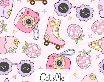 Groovy summer seamless pattern Retro summer seamless Summer repeating pattern Disco beach pattern Fabric sublimation Summer digital paper
