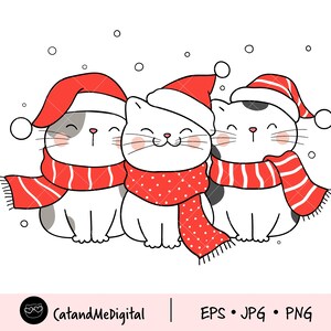 Christmas cat clipart Cat clipart Christmas png Winter clipart Christmas gift Animals christmas Cat illustration Christmas party