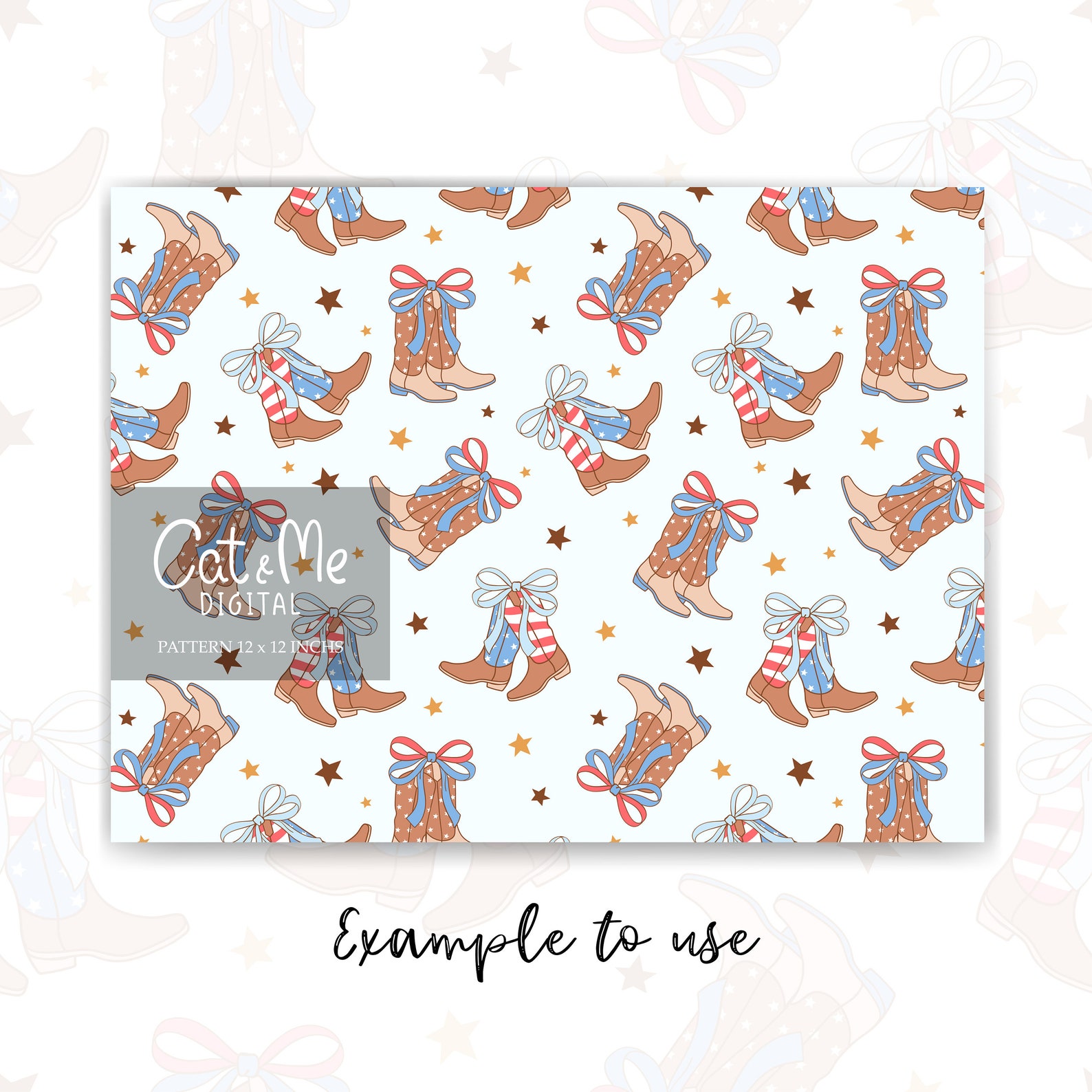 American Coquette Cowgirl Pattern Cowgirl Boots Seamless 4th of July ...