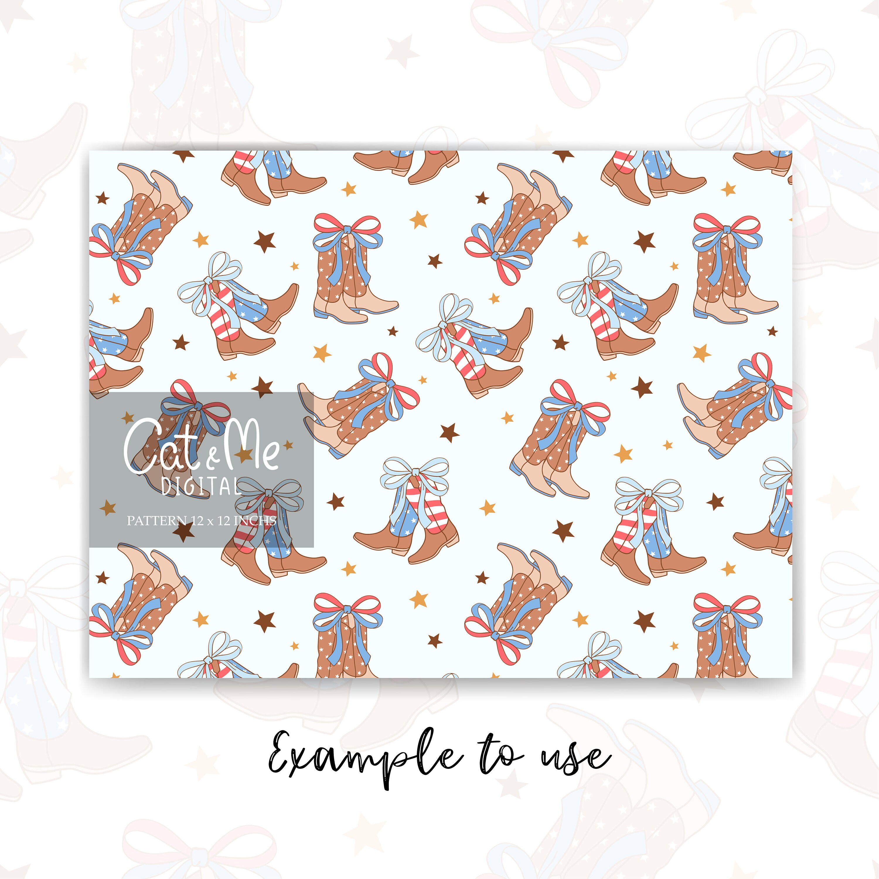 American Coquette Cowgirl Pattern Cowgirl Boots Seamless 4th of July ...