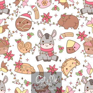 Mexican christmas seamless pattern Pan dulce seamless Christmas conchas repeating pattern Sweet cookie pattern Mexican bread digital paper