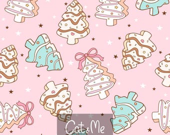 Christmas tree cake pattern Christmas seamless Christmas desserts repeating pattern Christmas treats file Girly christmas digital paper