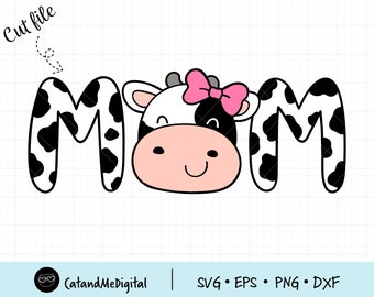 Cowgirl mom svg Cow mom svg Cow mom png Cow face svg Cow print svg Cow kids svg Birthday gift Birthday party shirt Farm shirt PNG DXF