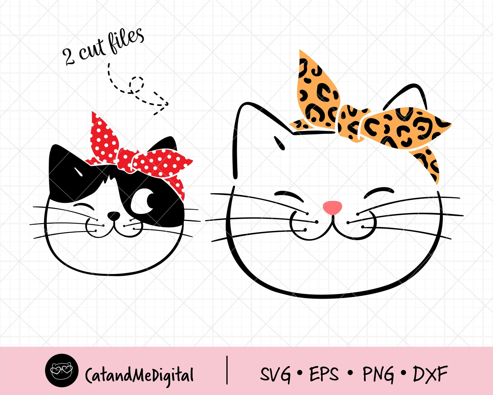 Bandana Cat SVG Cat Head Scarf Face Cat Cutting Files Cat With Etsy