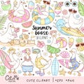 Summer Goose Clipart, Pastel Beach Animals, Vacation Graphics (38 PNG, EPS) product logo