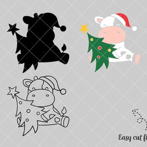 Baby Cow Christmas Svg Cow Print Svg Animal Farm Svg Christmas Tree Svg ...