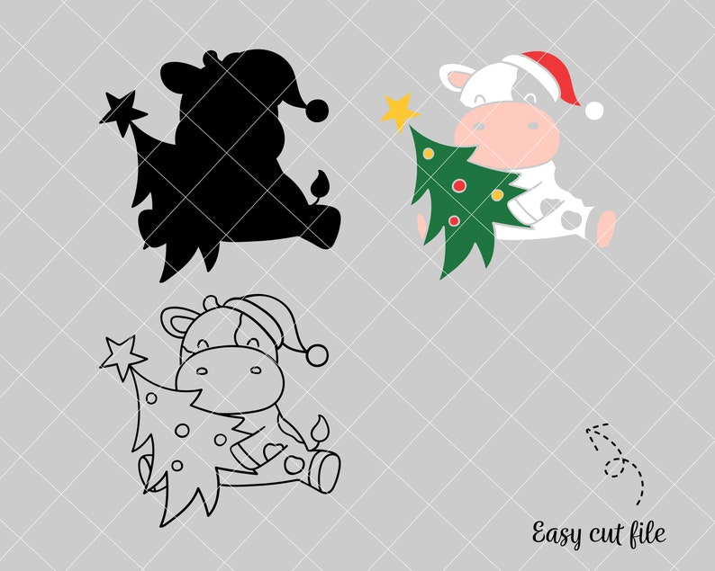 Baby Cow Christmas Svg Cow Print Svg Animal Farm Svg Christmas Tree Svg ...
