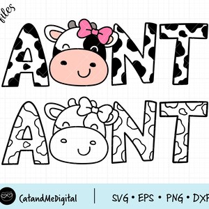 Tia vaca svg Rosto de vaca svg Estampa de vaca svg Aniversário de vaca svg Tia amada svg Criança vaca svg Arquivo de corte para crianças Presente de aniversário Camisa de festa de aniversário PNG