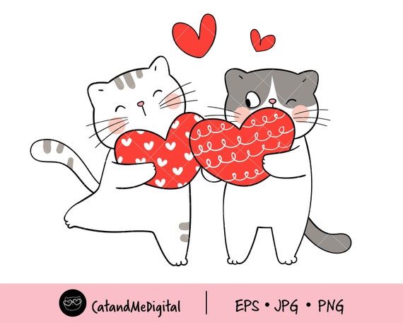 Cat valentine clipart Couple Love Png Cat Png Love clipart | Etsy