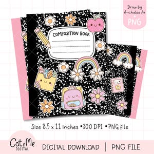 Back to school composition book png Notebook cover file Pastel school supplies cover png School Personal notebook Teacher appreciation gift