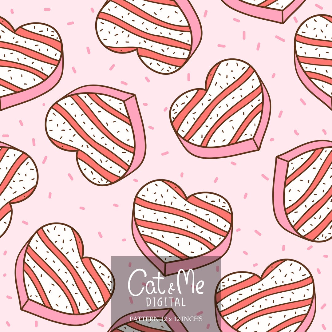 Valentine Heart Cake Seamless Pink Heart Cakes Pattern Valentine ...