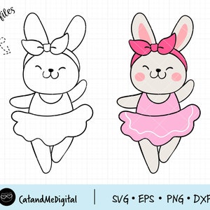 Ballerina Bunny Svg Bunny svg Animal svg Bunny girl svg Cute rabbit svg Animal ballet svg Baby clip art Kids T- shirt Silhouette cut files