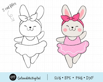 Ballerina Bunny Svg Bunny svg Animal svg Bunny girl svg Cute rabbit svg Animal ballet svg Baby clip art Kids T- shirt Silhouette cut files