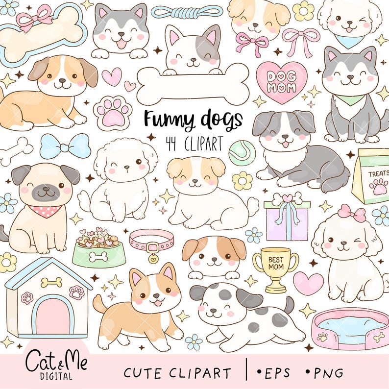 Funny Dog Clipart, Puppy Breeds Png, Kawaii Dogs, Pet Stickers, Dog ...